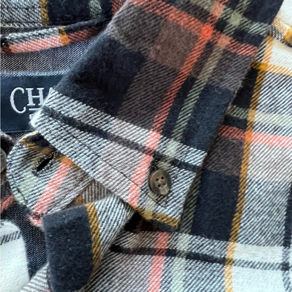 Chaps Performance Flannel Button Down In Navy Pla… - image 7